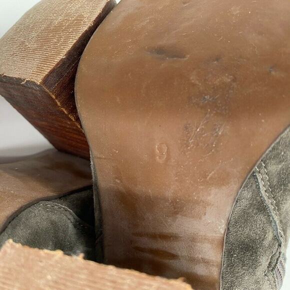 Jeffrey Campbell Womens Ankle Boots Block Heel Booties Gray Green Suede 9 - Picture 6 of 7